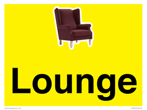 Lounge Dementia Friendly Yellow SIgn